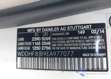 2014 Mercedes-Benz E 350 4Matic из США, поврежденный, VIN WDDHF8JB9EA977077